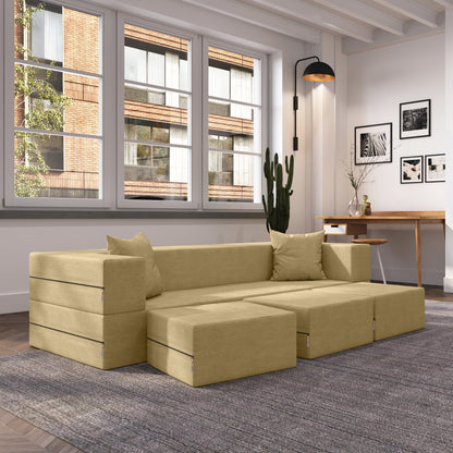 Porch & Den California King Convertible Sleeper Sofa and Ottomans