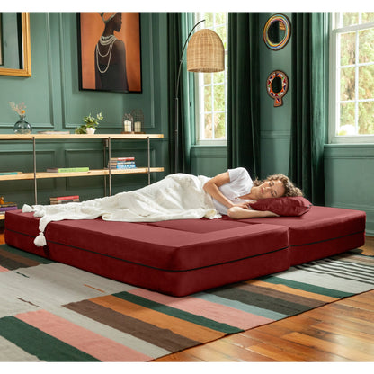 Porch & Den California King Convertible Sleeper Sofa and Ottomans