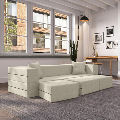 Porch & Den California King Convertible Sleeper Sofa and Ottomans