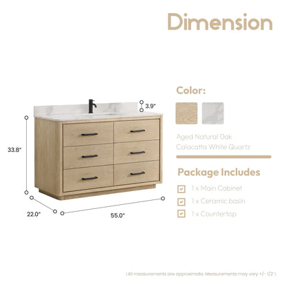 Porto Bath Vanity with White Quartz Stone Top without Mirror