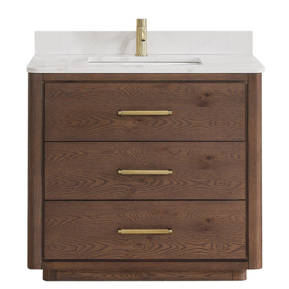 Porto Bath Vanity with White Quartz Stone Top without Mirror