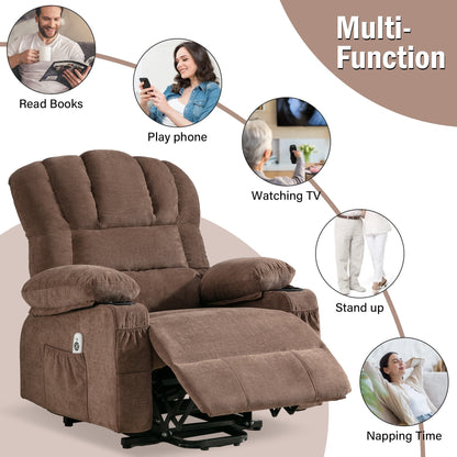 Power Electric massage lift lounge chair, suitable for the elderly, with heating and vibration functions, PU leather with USB, c