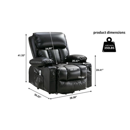 Power Electric massage lift lounge chair, suitable for the elderly, with heating and vibration functions, PU leather with USB, c