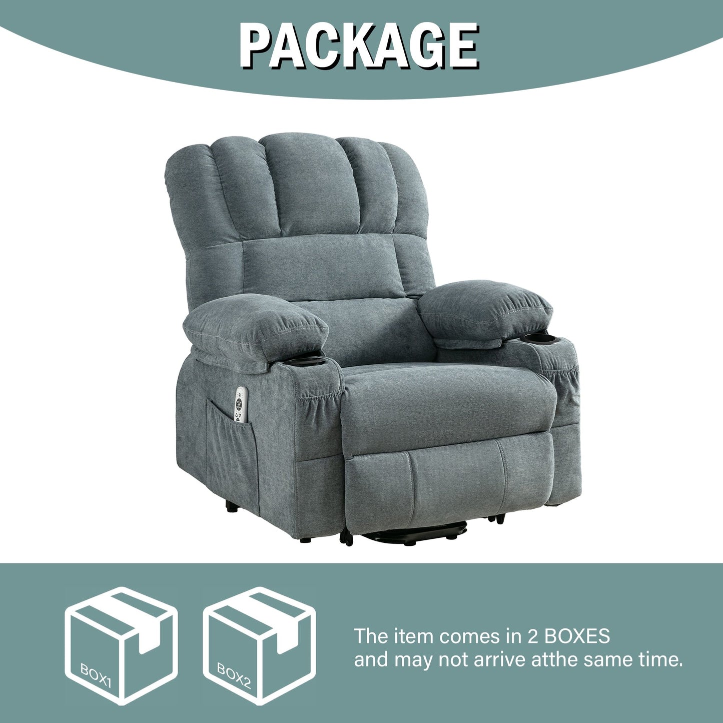 Power Electric massage lift lounge chair, suitable for the elderly, with heating and vibration functions, PU leather with USB, c