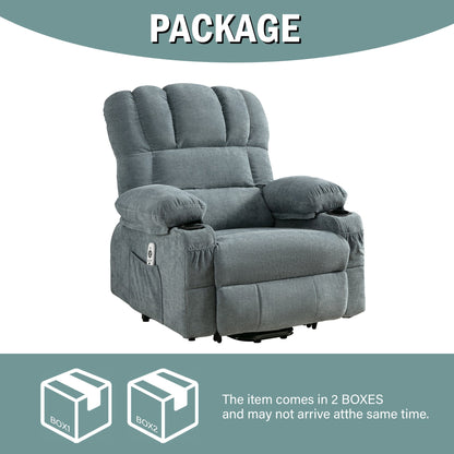 Power Electric massage lift lounge chair, suitable for the elderly, with heating and vibration functions, PU leather with USB, c