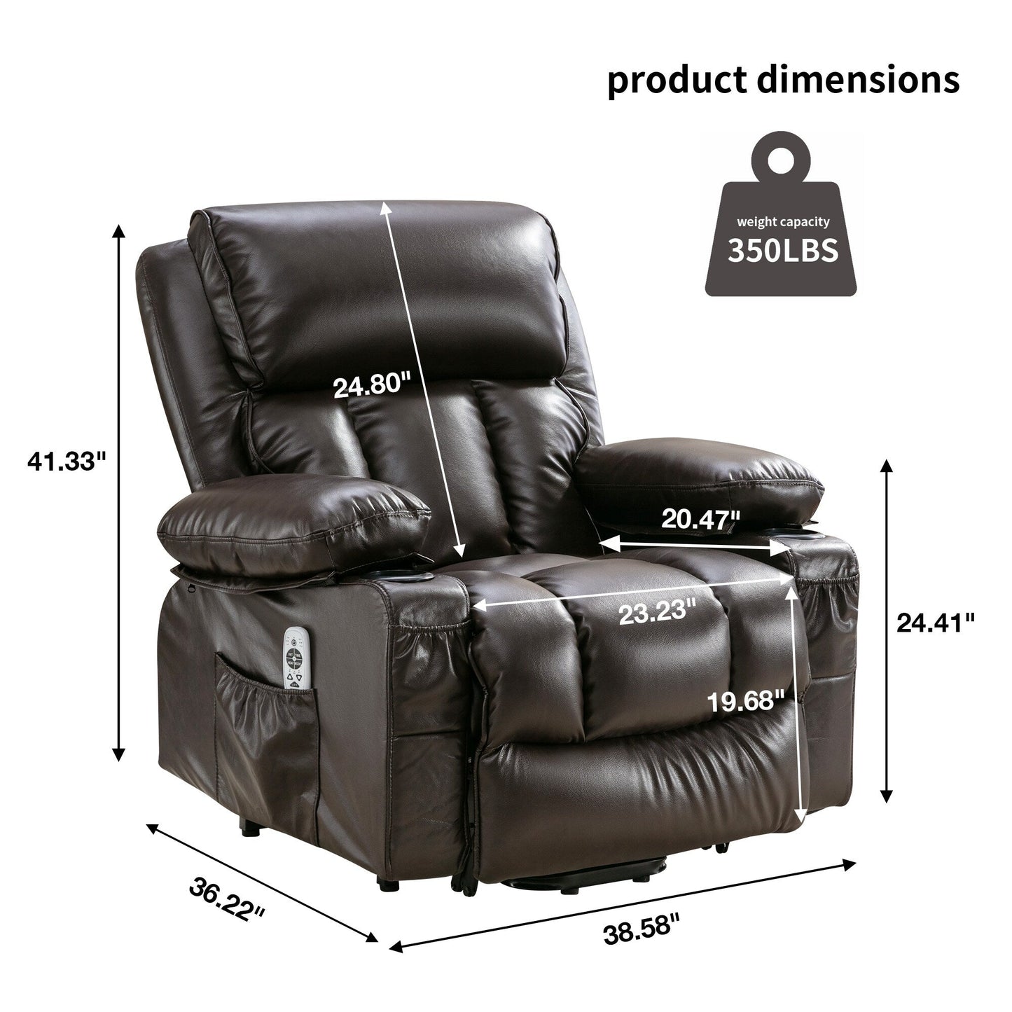 Power Electric massage lift lounge chair, suitable for the elderly, with heating and vibration functions, PU leather with USB, c