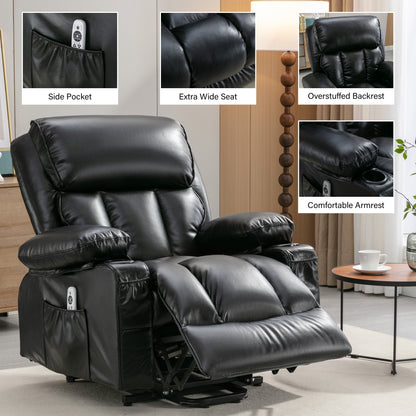Power Electric massage lift lounge chair, suitable for the elderly, with heating and vibration functions, PU leather with USB, c