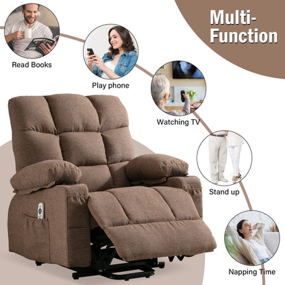 Power Electric massage lift lounge chair, suitable for the elderly, with heating and vibration functions, PU leather with USB, c
