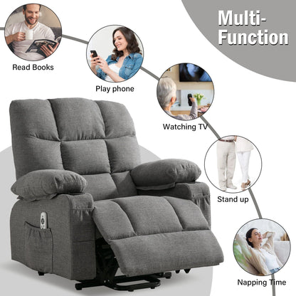 Power Electric massage lift lounge chair, suitable for the elderly, with heating and vibration functions, PU leather with USB, c