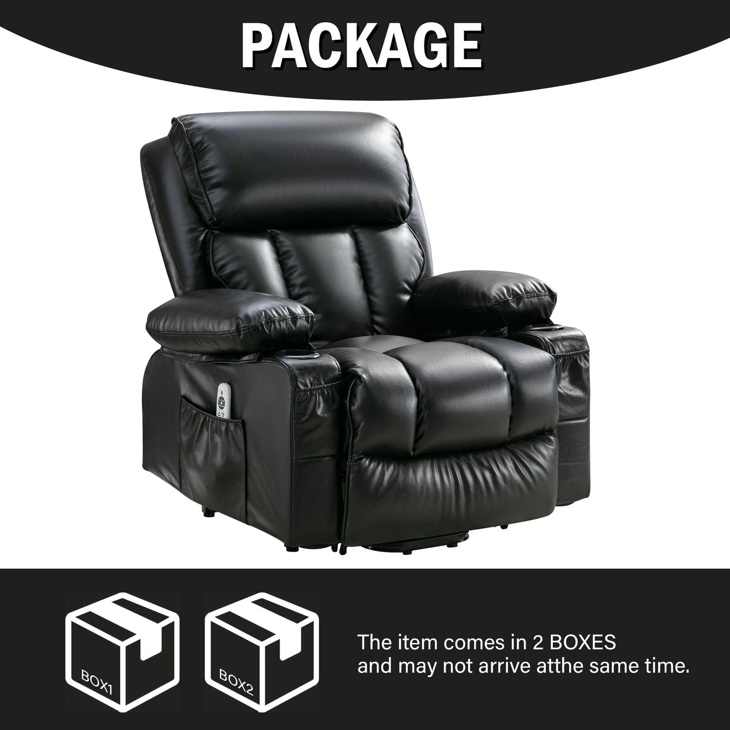 Power Electric massage lift lounge chair, suitable for the elderly, with heating and vibration functions, PU leather with USB, c