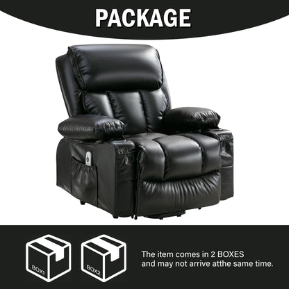 Power Electric massage lift lounge chair, suitable for the elderly, with heating and vibration functions, PU leather with USB, c