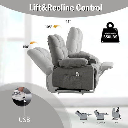 Power Electric massage lift lounge chair, suitable for the elderly, with heating and vibration functions, PU leather with USB, c