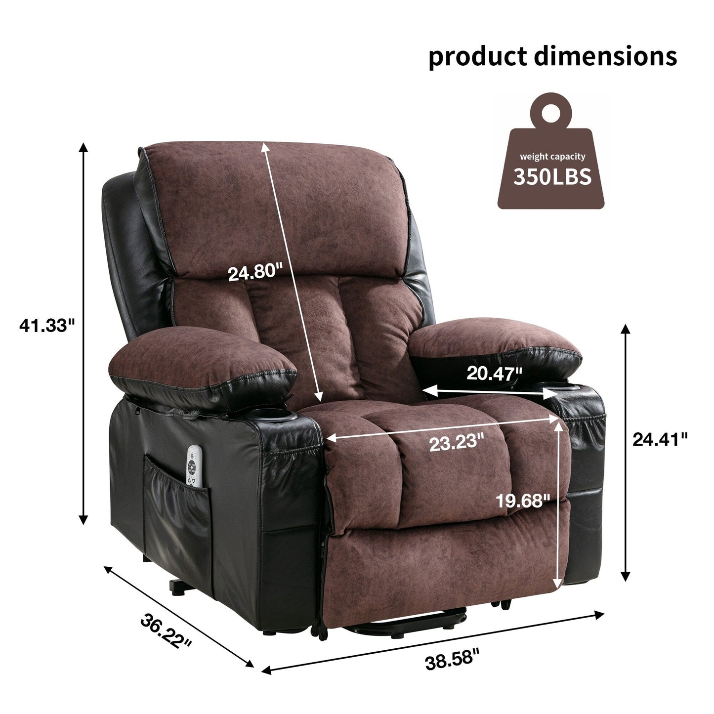 Power Electric massage lift lounge chair, suitable for the elderly, with heating and vibration functions, PU leather with USB, c