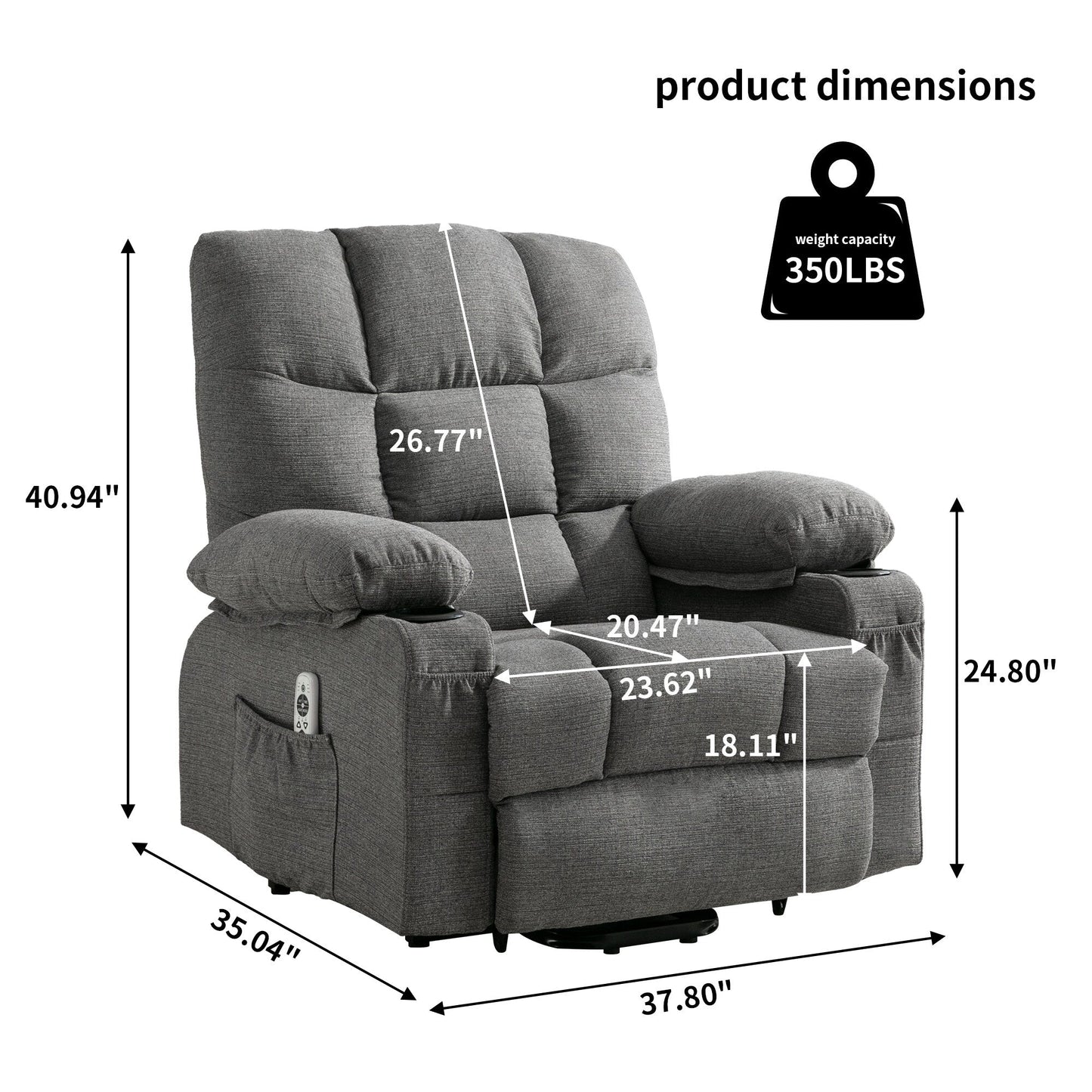 Power Electric massage lift lounge chair, suitable for the elderly, with heating and vibration functions, PU leather with USB, c