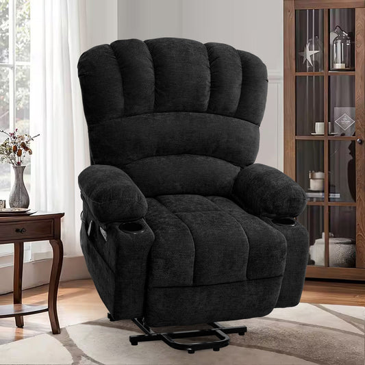 Power Lift Recliner Chair, Oversized Shell Backrest Reclining Chair with Massage  Heat for Elderly