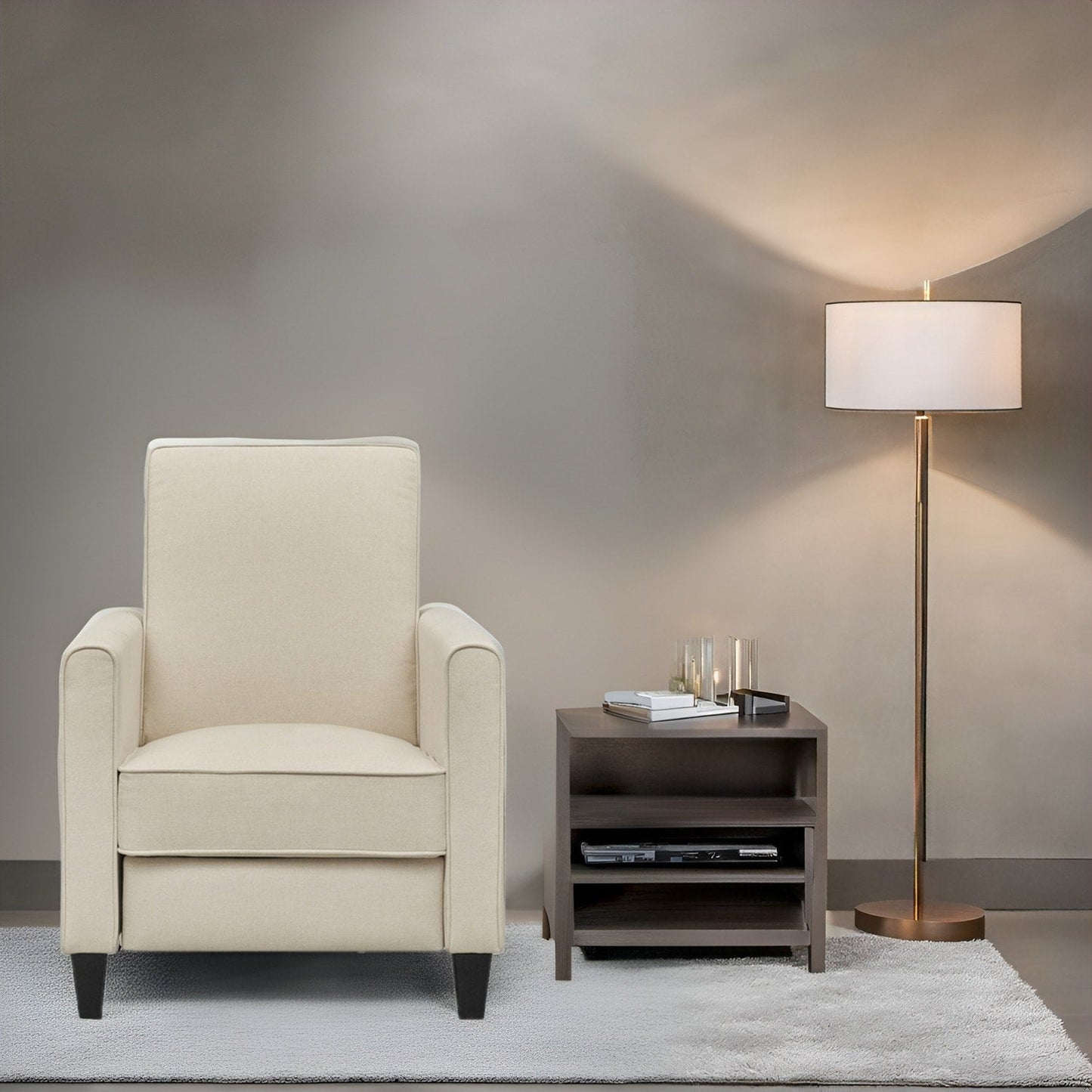 Pushback Recliner Home Theater Chair - Compact Reclining Chair with Armrest and Adjustable Footrest, Ideal for Small Spaces