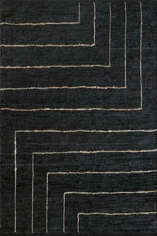 Baya Tunjaa 300 x 200 cm Leather Rug - Black