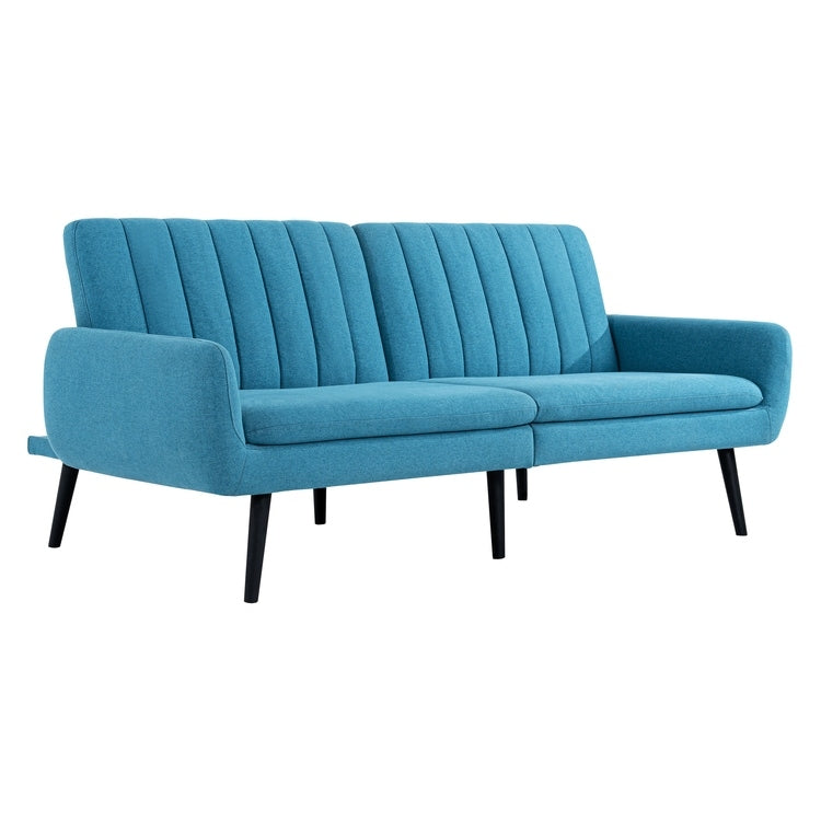Modern Futon Sofa Bed, Convertible Sofa Futon, Split Back Linen Sleeper Couch for Living Room