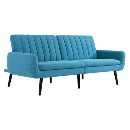Modern Futon Sofa Bed, Convertible Sofa Futon, Split Back Linen Sleeper Couch for Living Room