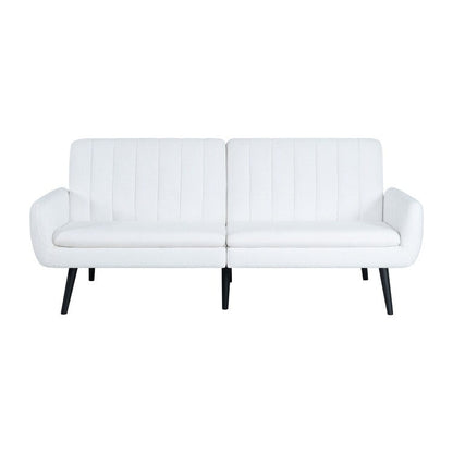 Modern Futon Sofa Bed, Convertible Sofa Futon, Split Back Linen Sleeper Couch for Living Room