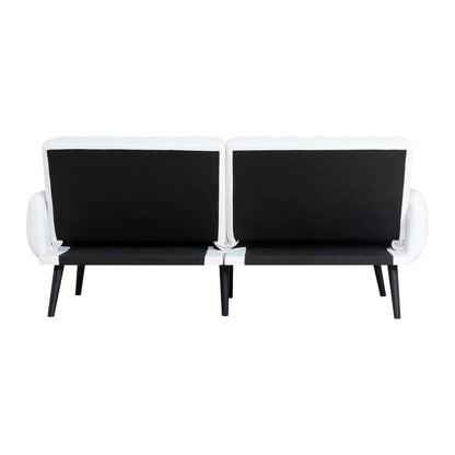 Modern Futon Sofa Bed, Convertible Sofa Futon, Split Back Linen Sleeper Couch for Living Room