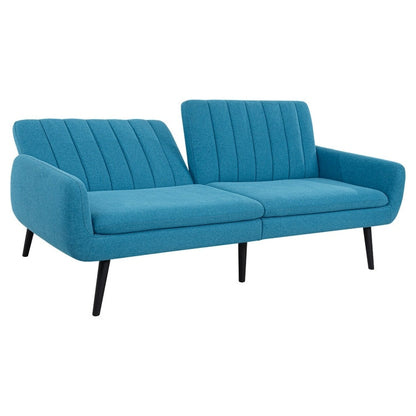 Modern Futon Sofa Bed, Convertible Sofa Futon, Split Back Linen Sleeper Couch for Living Room