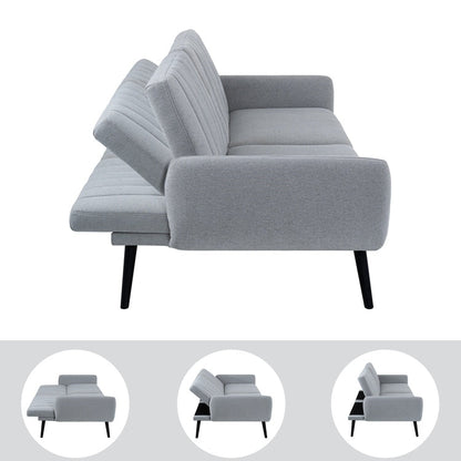 Modern Futon Sofa Bed, Convertible Sofa Futon, Split Back Linen Sleeper Couch for Living Room