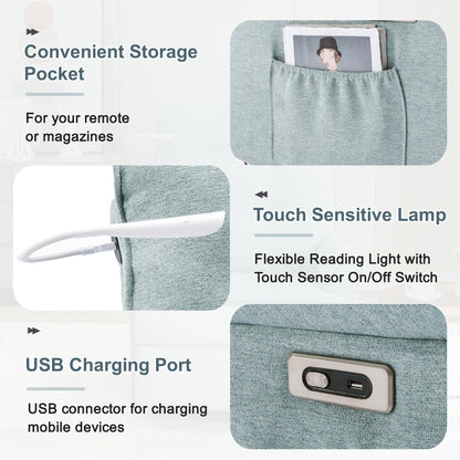 Reclining Chair 270 Degree Swivel Recliner Chairs with USB Port, Side Pocket and Touch Sensitive Lamp