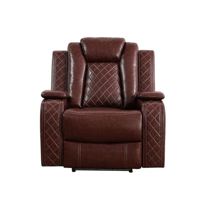 Red Breathing Leather Living Room Sectional Recliner Chair