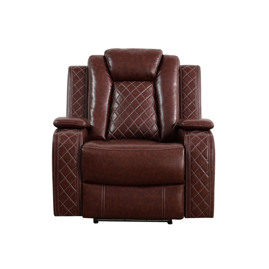 Red Breathing Leather Living Room Sectional Recliner Chair
