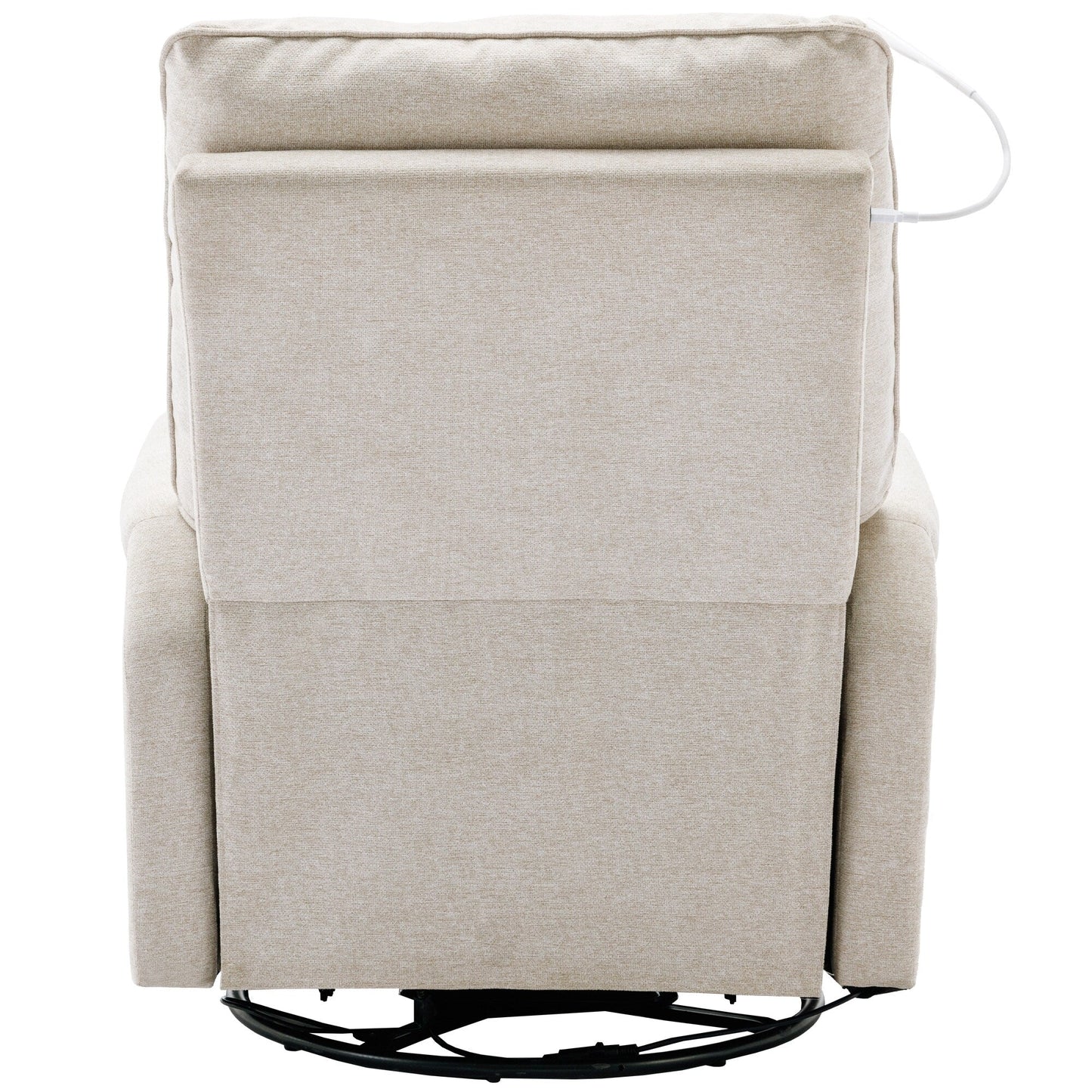 Roomfitters 270Â° Swivel Recliner Chair with USB Charging Port, Side Storage Pocket, and Touch-Activated Lamp, Cream