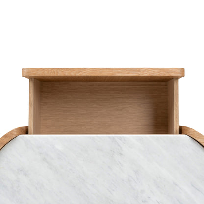 Arnar 60cm Bedside Table - Natural Oak with Marble Top