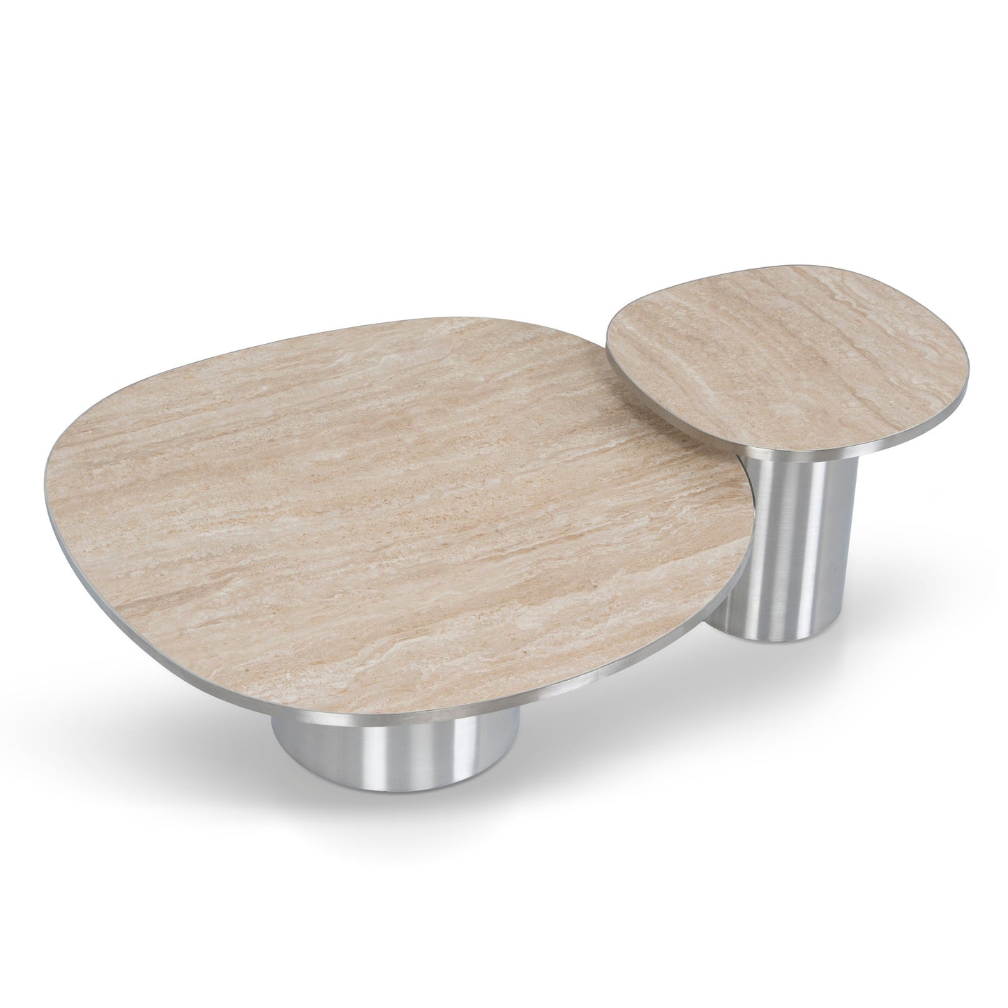 Aurum Nested Porcelain Coffee Table Table - Stainless Steel