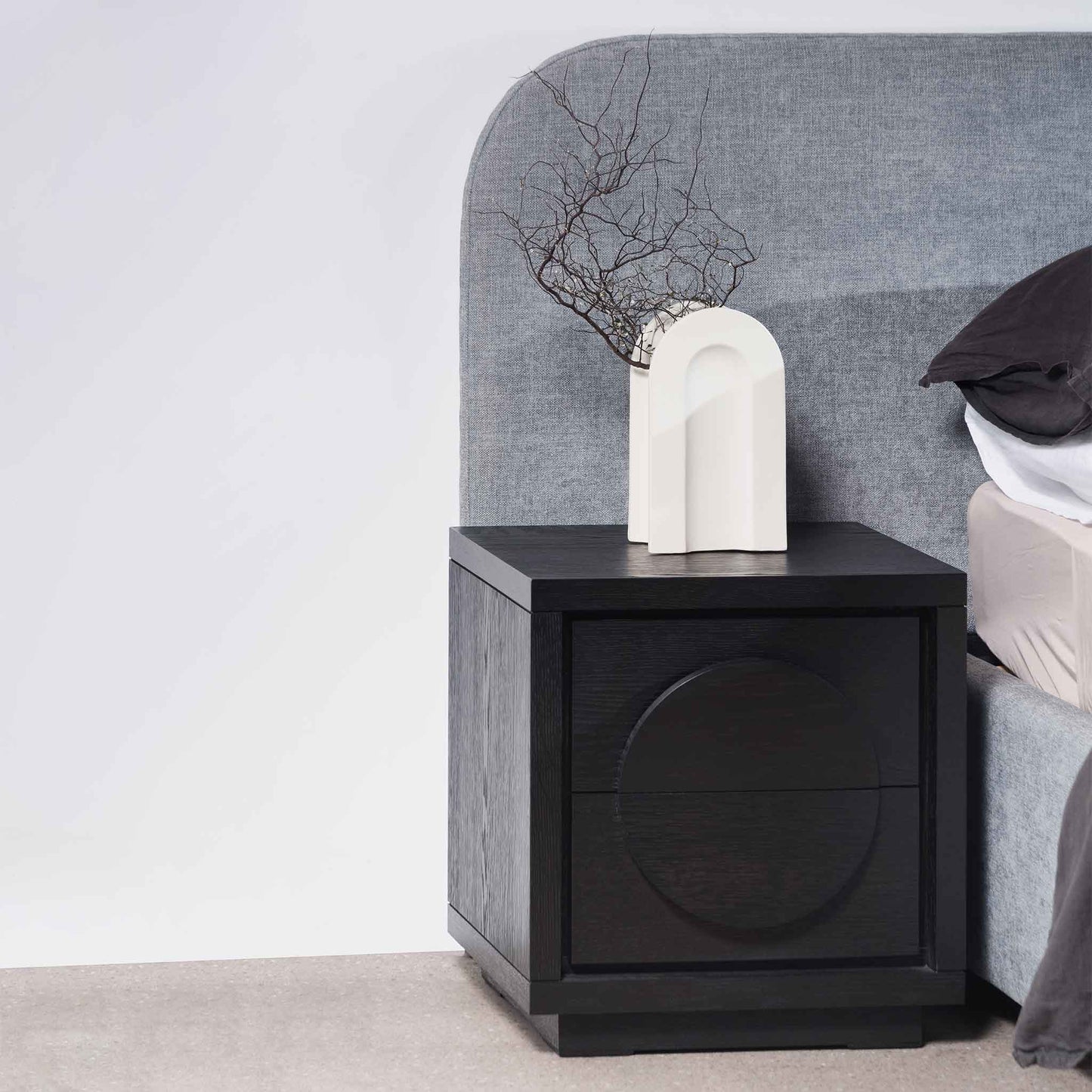 Bonnie Bedside Table - Textured Espresso Black