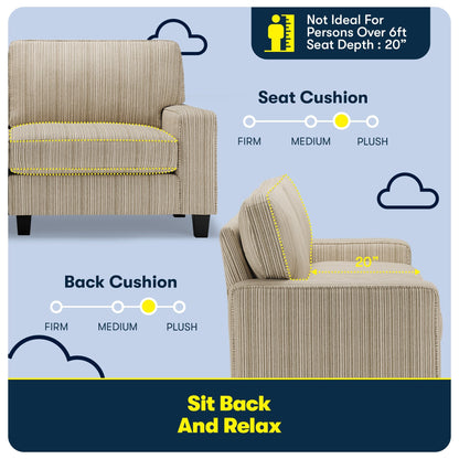 Serta Palisades 73 Track Arm Sofa, Easy Care Polyester, Soft Pillow Back, Pocket Coil Seat Cushions