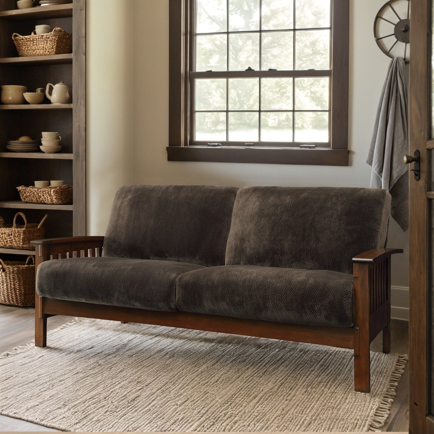 Sigulda Mission-Style Wood Sofa