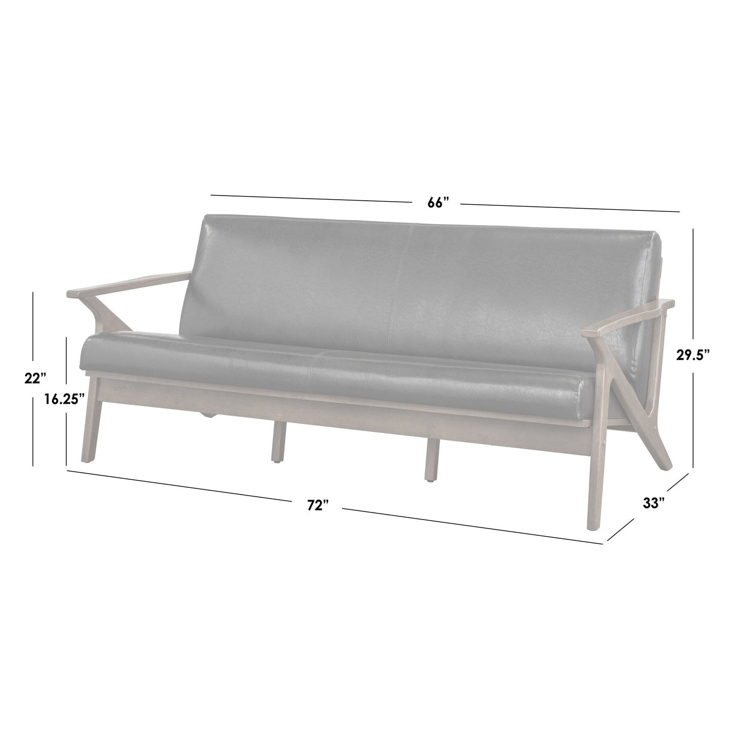 Simple Living Bianca Mid-Century Solid Wood Sofa