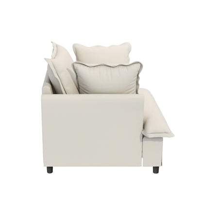 Single Seat Sofa Module For Modular Sectional Sofa,Wide Seat Chenille Armchair With Pillows,Upholstered Single Couch Lounge