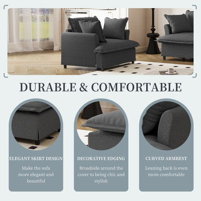 Single Seat Sofa Module For Modular Sectional Sofa,Wide Seat Chenille Armchair With Pillows,Upholstered Single Couch Lounge