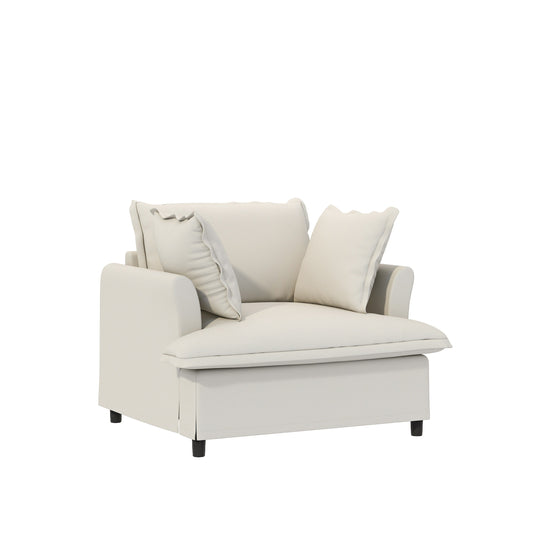 Single Seat Sofa Module For Modular Sectional Sofa,Wide Seat Chenille Armchair With Pillows,Upholstered Single Couch Lounge