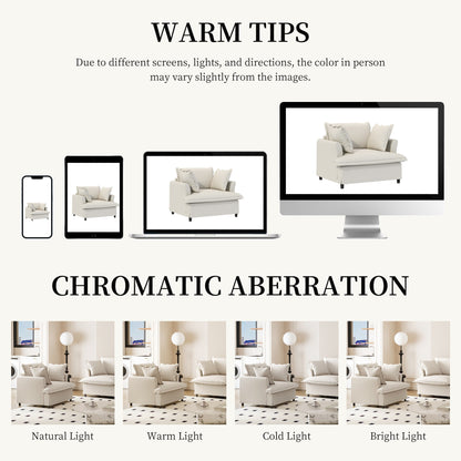 Single Seat Sofa Module For Modular Sectional Sofa,Wide Seat Chenille Armchair With Pillows,Upholstered Single Couch Lounge