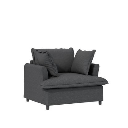 Single Seat Sofa Module For Modular Sectional Sofa,Wide Seat Chenille Armchair With Pillows,Upholstered Single Couch Lounge