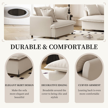 Single Seat Sofa Module For Modular Sectional Sofa,Wide Seat Chenille Armchair With Pillows,Upholstered Single Couch Lounge