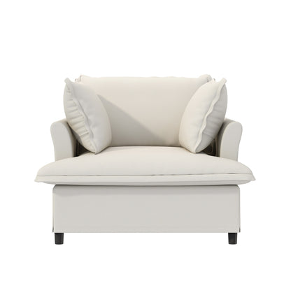 Single Seat Sofa Module For Modular Sectional Sofa,Wide Seat Chenille Armchair With Pillows,Upholstered Single Couch Lounge