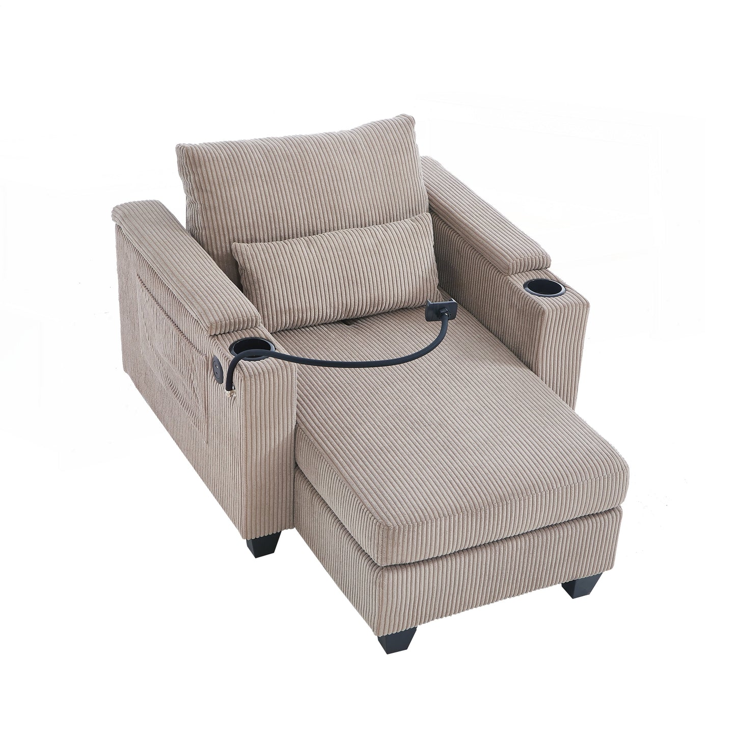 Sofa Chair Sofa Bed Corduroy Sleeper Sofa with USB Ports