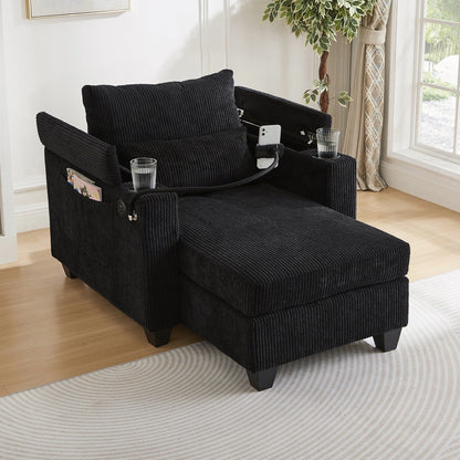 Sofa Chair Sofa Bed Corduroy Sleeper Sofa with USB Ports