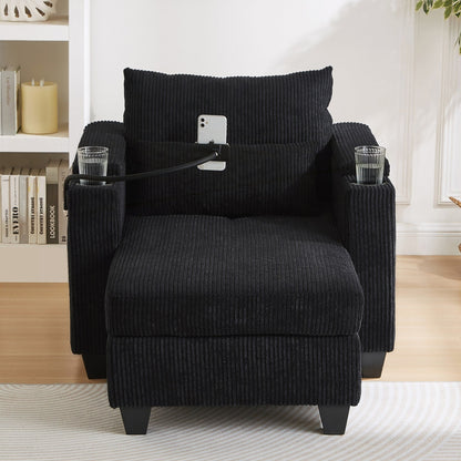 Sofa Chair Sofa Bed Corduroy Sleeper Sofa with USB Ports