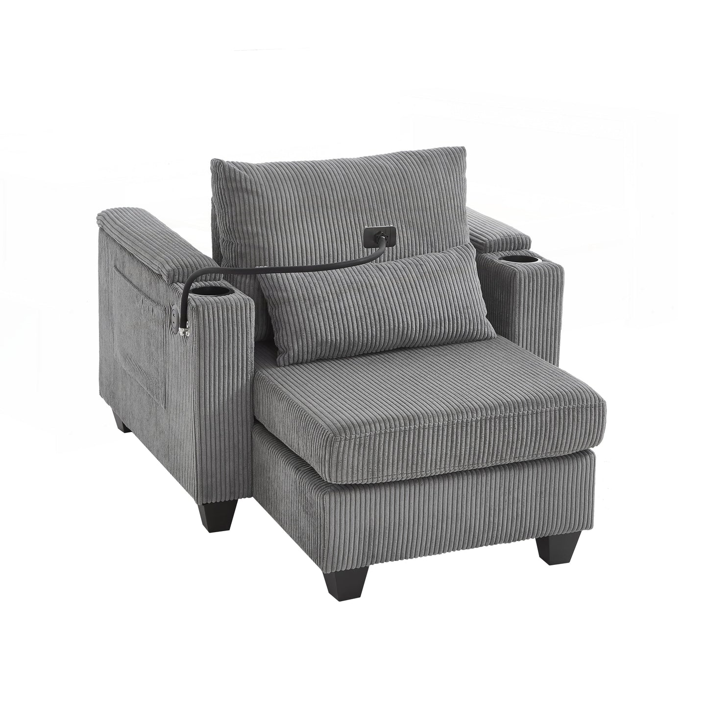 Sofa Chair Sofa Bed Corduroy Sleeper Sofa with USB Ports