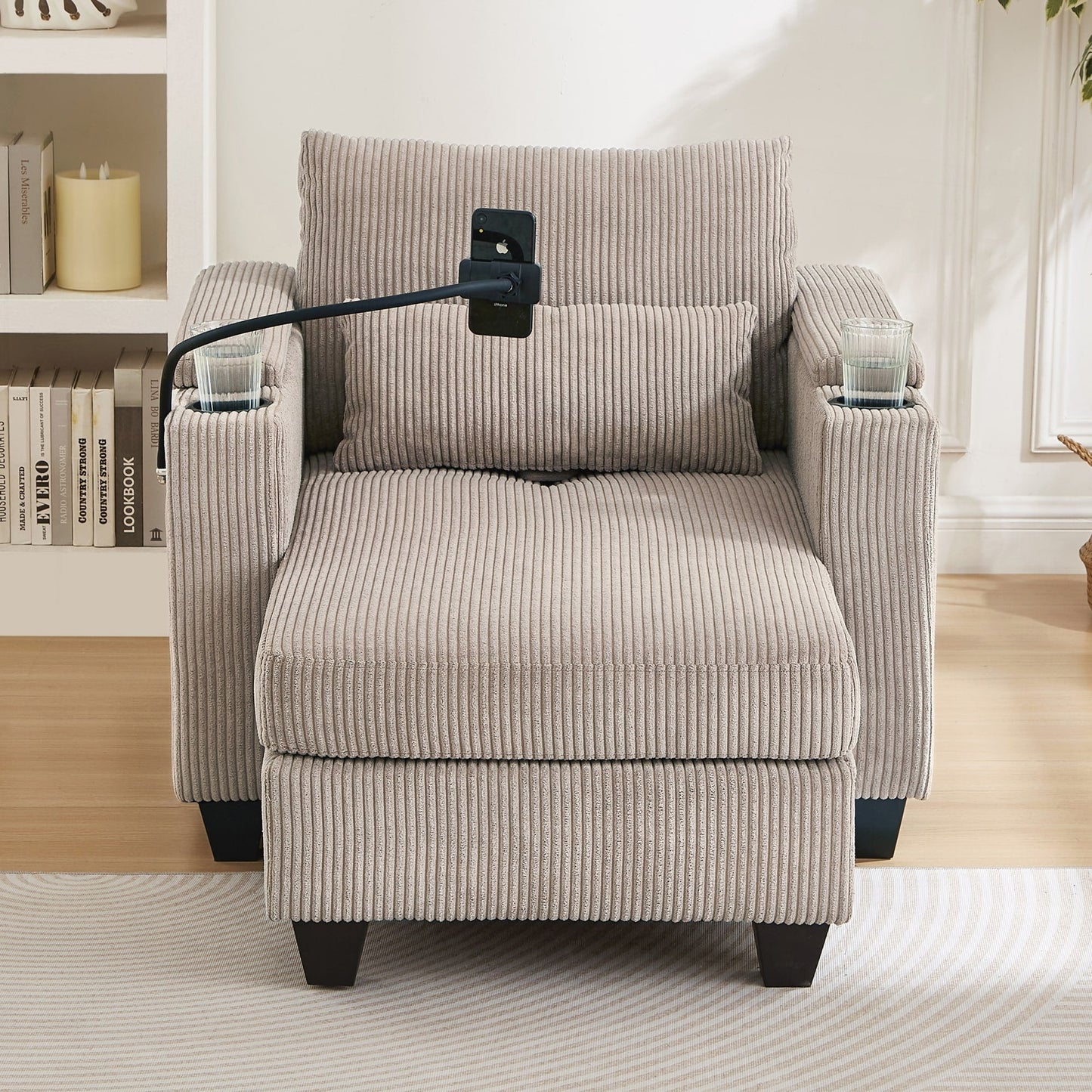 Sofa Chair Sofa Bed Corduroy Sleeper Sofa with USB Ports