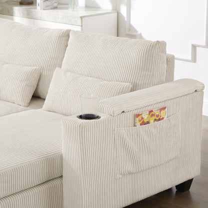 Sofa Chair Sofa Bed Corduroy Sleeper Sofa with USB Ports